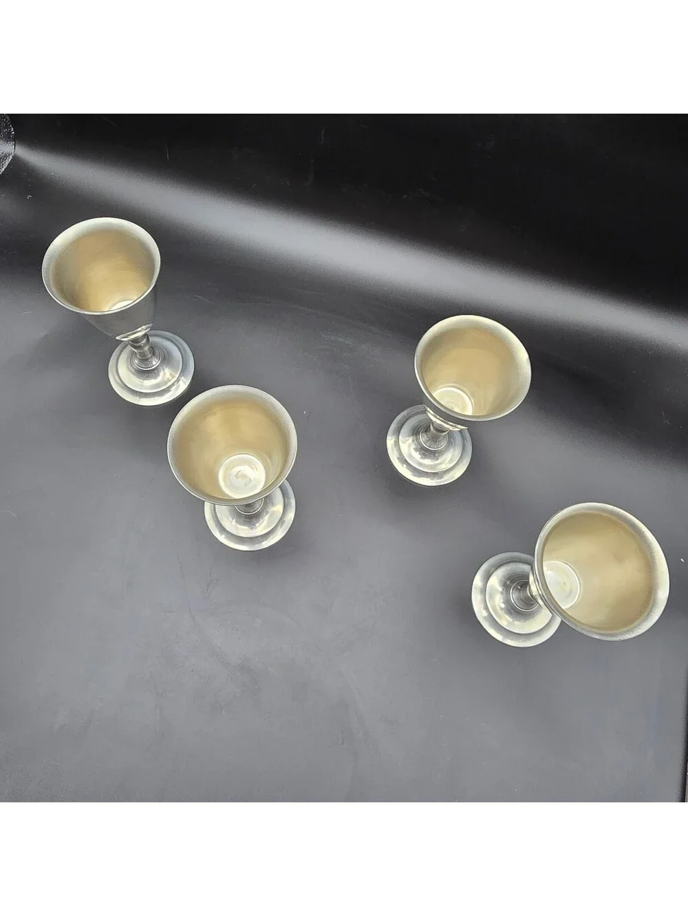 Vintage 2002 ASL Pewter Goblets Set of 4 Lead Free Signed MO